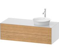Duravit White Tulip, meuble sous-lavabo suspendu, largeur 1300 x profondeur 550mm, avec 2 tiroirs, avec technologie tip-on, WT4987RH585, Couleur: Corps : blanc brillant, façade : chêne nature massif