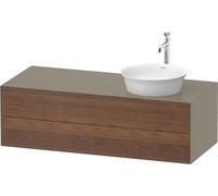 Duravit White Tulip, meuble sous-lavabo suspendu, largeur 1300 x profondeur 550mm, avec 2 tiroirs, avec technologie tip-on, WT4987R77H2, Couleur: Corps : gris pierre brillant, façade : noyer américain