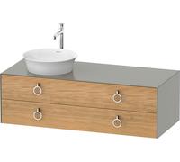 Duravit White Tulip, meuble sous-lavabo suspendu, largeur 1300 x profondeur 550mm, avec 2 tiroirs, avec poignée, WT4992LH592, Couleur: Corps : gris pierre soie mat, façade : chêne naturel massif