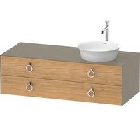 Duravit White Tulip, meuble sous-lavabo suspendu, largeur 1300 x profondeur 550mm, avec 2 tiroirs, avec poignée, WT4992RH5H2, Couleur: Corps : gris pierre brillant, façade : chêne naturel massif
