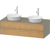 Duravit White Tulip, meuble-lavabo suspendu, largeur 1300 x profondeur 550mm, avec 2 tiroirs, avec technologie tip-on, WT4988B, Coloris: Corps : gris pierre brillant, faÃ§ade : chÃªne naturel massif - WT4988BH5H2