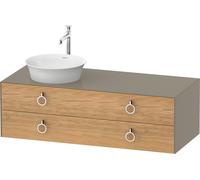 Duravit White Tulip, meuble sous-lavabo suspendu, largeur 1300 x profondeur 550mm, avec 2 tiroirs, avec poignée, WT4992LH5H2, Couleur: Corps : gris pierre brillant, façade : chêne naturel massif