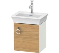 Duravit White Tulip, meuble sous vasque suspendu, largeur 384 x profondeur 298mm, avec 1x arrêt de porte à droite, avec poignée, WT4250R, Coloris: Corps : blanc satiné, façade : chêne naturel massif - WT4250RH536