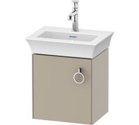 Duravit White Tulip, meuble sous-lavabo suspendu, largeur 384 x profondeur 298mm, avec 1x arrêt de porte à gauche, avec poignée, WT4250L6060, Couleur: Laque mate taupe soie