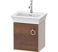 Duravit White Tulip, meuble sous-lavabo suspendu, largeur 384 x profondeur 298mm, avec 1x arrêt de porte à gauche, avec poignée, WT4250L7760, Couleur: Corps : Taupe silk mat, façade : noyer américain
