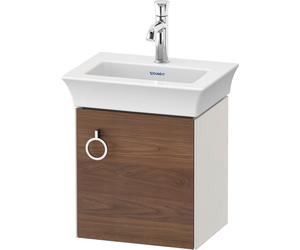 Duravit White Tulip, meuble sous-lavabo suspendu, largeur 384 x profondeur 298mm, avec 1x arrêt de porte à droite, avec poignée, WT4250R7739, Couleur: Corps : satiné blanc nordique, façade : noyer amé