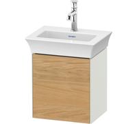 Duravit White Tulip, meuble sous-lavabo suspendu, largeur 384 x profondeur 298mm, avec 1x butée de porte à droite, avec technologie tip-on, WT4240RH536, Couleur: Corps : blanc satiné, façade : chêne n