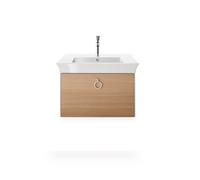 Duravit White Tulip, meuble sous-lavabo suspendu, largeur 684 x profondeur 458mm, avec 1x coulissant, avec poignée, WT42510H5H2, Couleur: Corps : gris pierre brillant, façade : chêne naturel massif