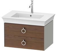 Duravit White Tulip, meuble sous-lavabo suspendu, largeur 684 x profondeur 458mm, avec 2 tiroirs, avec poignée, WT435107792, Couleur: Carrosserie : gris pierre soyeux mat, façade : noyer américain mas