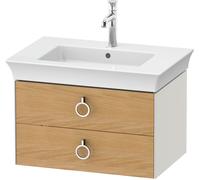 Duravit White Tulip, meuble sous-lavabo suspendu, largeur 684 x profondeur 458mm, avec 2 tiroirs, avec poignée, WT43510H539, Couleur: Corps : blanc nordique satiné, façade : chêne naturel massif