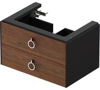 Duravit White Tulip, meuble sous-lavabo suspendu, largeur 684 x profondeur 458mm, avec 2 tiroirs, avec poignée, WT4351077H1, Couleur: Corps : graphite brillant, façade : noyer américain massif