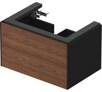 Duravit White Tulip, meuble sous-lavabo suspendu, largeur 684 x profondeur 458mm, avec 2 tiroirs, avec technologie tip-on, WT434107758, Couleur: Corps : graphite satiné, façade : noyer américain massi