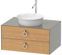 Duravit White Tulip, meuble sous-lavabo suspendu, largeur 800 x profondeur 550mm, avec 2 tiroirs, avec poignée, WT49900H592, Couleur: Corps : gris pierre soie mat, façade : chêne naturel massif