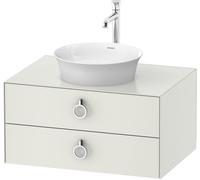 Duravit White Tulip, meuble sous-lavabo suspendu, largeur 800 x profondeur 550mm, avec 2 tiroirs, avec poignée, WT499003636, Couleur: Laque mate en soie blanche