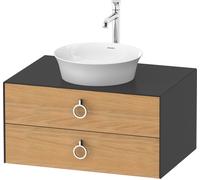 Duravit White Tulip, meuble sous-lavabo suspendu, largeur 800 x profondeur 550mm, avec 2 tiroirs, avec poignée, WT49900H558, Couleur: Corps : graphite satiné, façade : chêne naturel massif