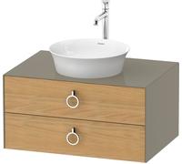 Duravit White Tulip, meuble sous-lavabo suspendu, largeur 800 x profondeur 550mm, avec 2 tiroirs, avec poignée, WT49900H5H2, Couleur: Corps : gris pierre brillant, façade : chêne naturel massif