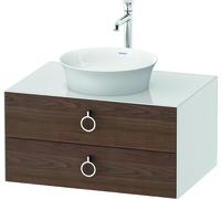 Duravit White Tulip, meuble sous-lavabo suspendu, largeur 800 x profondeur 550mm, avec 2 tiroirs, avec poignée, WT499007785, Couleur: Corps : Blanc brillant, Façade : Noyer américain massif