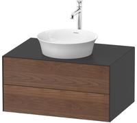 Duravit White Tulip, meuble sous-lavabo suspendu, largeur 800 x profondeur 550mm, avec 2 tiroirs, avec technologie tip-on, WT498507758, Couleur: Corps : graphite satiné, façade : noyer américain massi