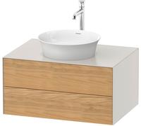 Duravit White Tulip, meuble sous-lavabo suspendu, largeur 800 x profondeur 550mm, avec 2 tiroirs, avec technologie tip-on, WT49850H539, Couleur: Corps : blanc nordique satiné, façade : chêne naturel m