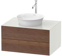Duravit White Tulip, meuble sous-lavabo suspendu, largeur 800 x profondeur 550mm, avec 2 tiroirs, avec technologie tip-on, WT498507736, Couleur: Carrosserie : Soie blanche mate, Façade : Noyer américa