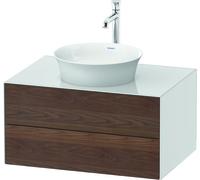 Duravit White Tulip, meuble sous-lavabo suspendu, largeur 800 x profondeur 550mm, avec 2 tiroirs, avec technologie tip-on, WT498507785, Couleur: Corps : Blanc brillant, Façade : Noyer américain massif