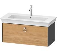 Duravit White Tulip, meuble sous-lavabo suspendu, largeur 984 x profondeur 458mm, avec 1x coulissant, avec poignée, WT42520H5H1, Couleur: Corps : graphite brillant, façade : chêne nature massif