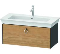 Duravit White Tulip, meuble sous-lavabo suspendu, largeur 984 x profondeur 458mm, avec 1x coulissant, avec poignée, WT42520H558, Couleur: Corps : graphite satiné, façade : chêne naturel massif