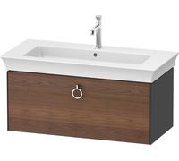 Duravit White Tulip, meuble sous-lavabo suspendu, largeur 984 x profondeur 458mm, avec 1x coulissant, avec poignée, WT4252077H1, Couleur: Corps : graphite brillant, façade : noyer américain massif