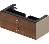 Duravit White Tulip, meuble sous-lavabo suspendu, largeur 984 x profondeur 458mm, avec 2 tiroirs, avec poignée, WT435207760, Couleur: Corps : Taupe silk mat, façade : noyer américain massif