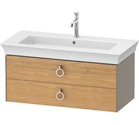 Duravit White Tulip, meuble sous-lavabo suspendu, largeur 984 x profondeur 458mm, avec 2 tiroirs, avec poignée, WT43520H5H2, Couleur: Corps : gris pierre brillant, façade : chêne naturel massif