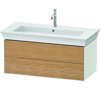 Duravit White Tulip, meuble sous-lavabo suspendu, largeur 984 x profondeur 458mm, avec 2 tiroirs, avec technologie tip-on, WT43420H536, Couleur: Corps : blanc satiné, façade : chêne naturel massif