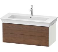 Duravit White Tulip, meuble sous-lavabo suspendu, largeur 984 x profondeur 458mm, avec 2 tiroirs, avec technologie tip-on, WT434207736, Couleur: Carrosserie : Soie blanche mate, Façade : Noyer américa