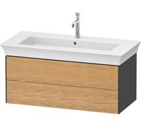 Duravit White Tulip, meuble sous-lavabo suspendu, largeur 984 x profondeur 458mm, avec 2 tiroirs, avec technologie tip-on, WT43420H558, Couleur: Corps : graphite satiné, façade : chêne naturel massif