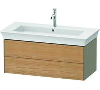Duravit White Tulip, meuble sous-lavabo suspendu, largeur 984 x profondeur 458mm, avec 2 tiroirs, avec technologie tip-on, WT43420H5H2, Couleur: Corps : gris pierre brillant, façade : chêne naturel ma