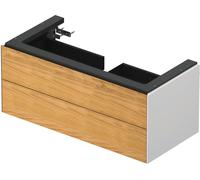 Duravit White Tulip, meuble sous-lavabo suspendu, largeur 984 x profondeur 458mm, avec 2 tiroirs, avec technologie tip-on, WT43420H585, Couleur: Corps : blanc brillant, façade : chêne nature massif