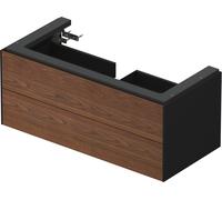 Duravit White Tulip, meuble sous-lavabo suspendu, largeur 984 x profondeur 458mm, avec 2 tiroirs, avec technologie tip-on, WT434207758, Couleur: Corps : graphite satiné, façade : noyer américain massi
