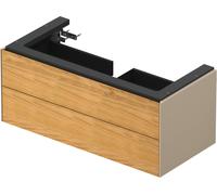 Duravit White Tulip, meuble sous-lavabo suspendu, largeur 984 x profondeur 458mm, avec 2 tiroirs, avec technologie tip-on, WT43420H560, Couleur: Corps : taupe silk mat, façade : chêne naturel massif