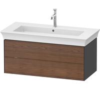 Duravit White Tulip, meuble sous-lavabo suspendu, largeur 984 x profondeur 458mm, avec 2 tiroirs, avec technologie tip-on, WT4342077H1, Couleur: Corps : graphite brillant, façade : noyer américain mas