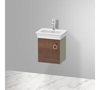 Duravit White Tulip, meuble sous vasque suspendu, largeur 384 x profondeur 298mm, avec 1x arrêt de porte à gauche, avec poignée, WT4250L, Coloris: Corps : gris pierre brillant, façade : noyer américain massif - WT4250L77H2