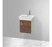 Duravit White Tulip, meuble sous vasque suspendu, largeur 384 x profondeur 298mm, avec 1x arrêt de porte à droite, avec poignée, WT4250R, Coloris: Corps : Taupe silk mat, façade : noyer américain massif - WT4250R7760