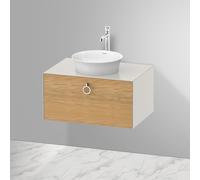 Duravit White Tulip, meuble sous-lavabo mural, largeur 800 x profondeur 550mm, avec 1x coulissant, avec poignée, WT49800H539, Couleur: Corps : blanc nordique satiné, façade : chêne naturel massif