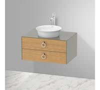 Duravit White Tulip, meuble sous-lavabo suspendu, largeur 800 x profondeur 550mm, avec 2 tiroirs, avec poignée, WT49900H592, Couleur: Corps : gris pierre soie mat, façade : chêne naturel massif