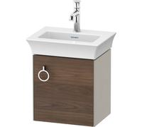 Duravit White Tulip, meuble sous vasque suspendu, largeur 384 x profondeur 298mm, avec 1x arrêt de porte à droite, avec poignée, WT4250R, Coloris: Corps : Taupe silk mat, façade : noyer américain massif - WT4250R7760