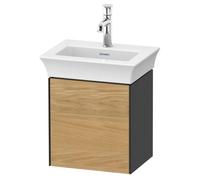 Duravit White Tulip, meuble sous vasque suspendu, largeur 384 x profondeur 298mm, avec 1x arrêt de porte à gauche, avec technologie tip-on, WT4240L, Coloris: Corps : graphite brillant, façade : chêne nature massif - WT4240LH5H1