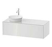 Duravit Meuble sous-vasque Tulip blanc WT4977L8585 130 x 55 cm, Weiß Hochglanz , 2000 , coulissant 2000 , plaque console match2, vasque à gauche