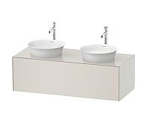 Duravit White Tulip meuble sous-vasque WT4978B3939 130 x 55 cm, Nordic white 2000 , suspendu, coulissant 2000 , plaque console match1, vasque des deux côtés