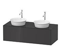 Duravit White Tulip meuble sous-vasque WT4978BH1H1 130 x 55 cm, Graphit brillant, 2000 , coulissant 2000 , plaque console match2, vasque des deux côtés