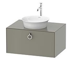 Duravit White Tulip meuble sous-vasque WT498009292 80 x 55 cm, 2000 pierre satiné satiné, suspendu, coulissant match1 avec poignée, plaque console 2000