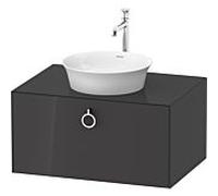 Duravit White Tulip meuble sous-vasque WT49800H1H1 80 x 55 cm, Graphit brillant, 2000 , match2 coulissant avec poignée, 2000 plaque console
