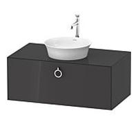 Duravit White Tulip meuble sous-vasque WT49810H1H1 100 x 55 cm, Graphit brillant, 2000 , match2 coulissant avec poignée, 2000 plaque console